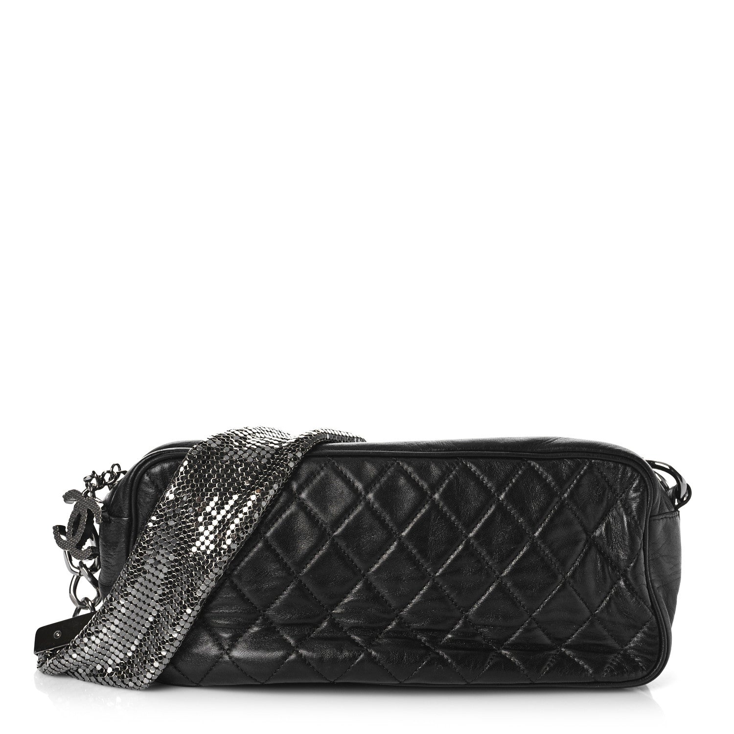 Chanel Lambskin Quilted Chain Mail Camera Case Black 2 of 7