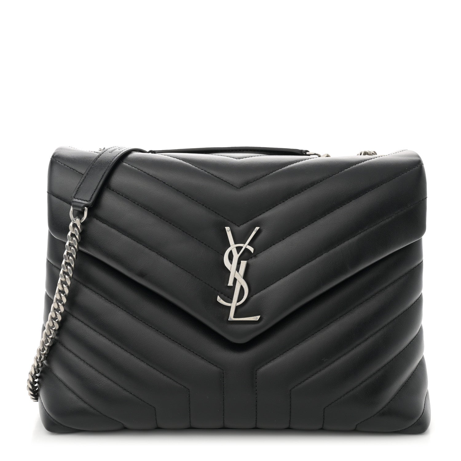 Saint Laurent Calfskin Y Quilted Monogram Medium Loulou Chain Satchel Black 1 of 11