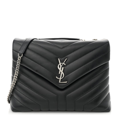Saint Laurent Calfskin Y Quilted Monogram Medium Loulou Chain Satchel Black 1 of 11