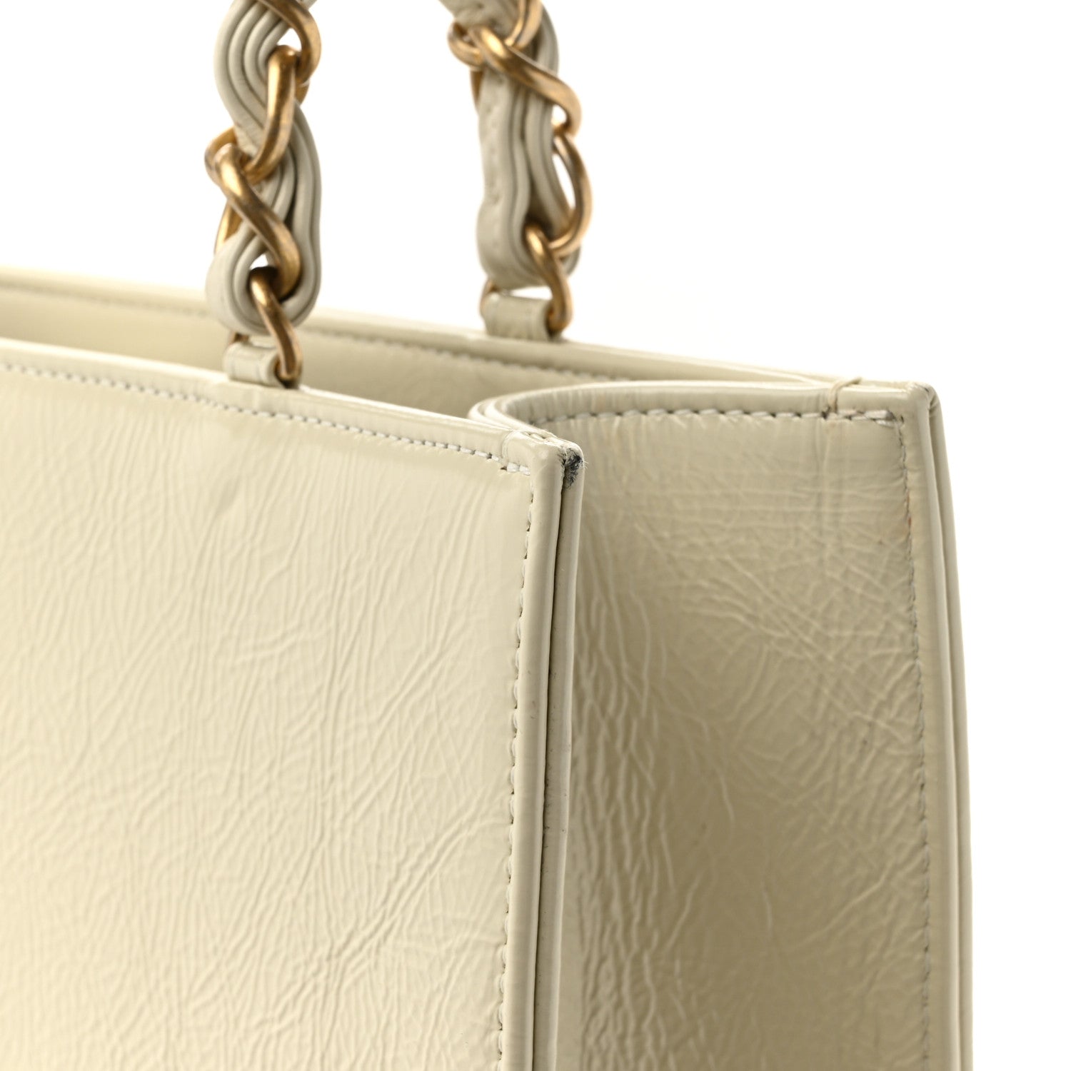 Chanel Shiny Aged Calfskin North South Shopping Bag White 12 of 12