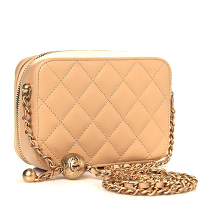 Chanel Lambskin Quilted CC Pearl Crush Camera Case Beige 2 of 10