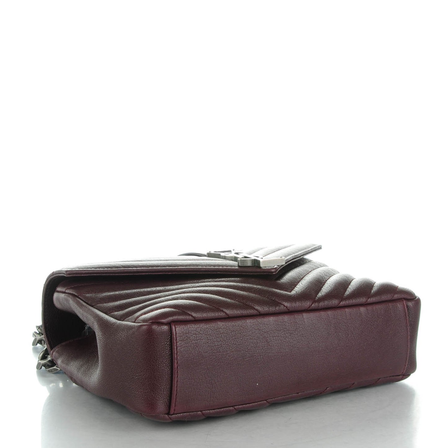 Sheepskin Matelasse Chevron Monogram Medium College Bag Amaranto