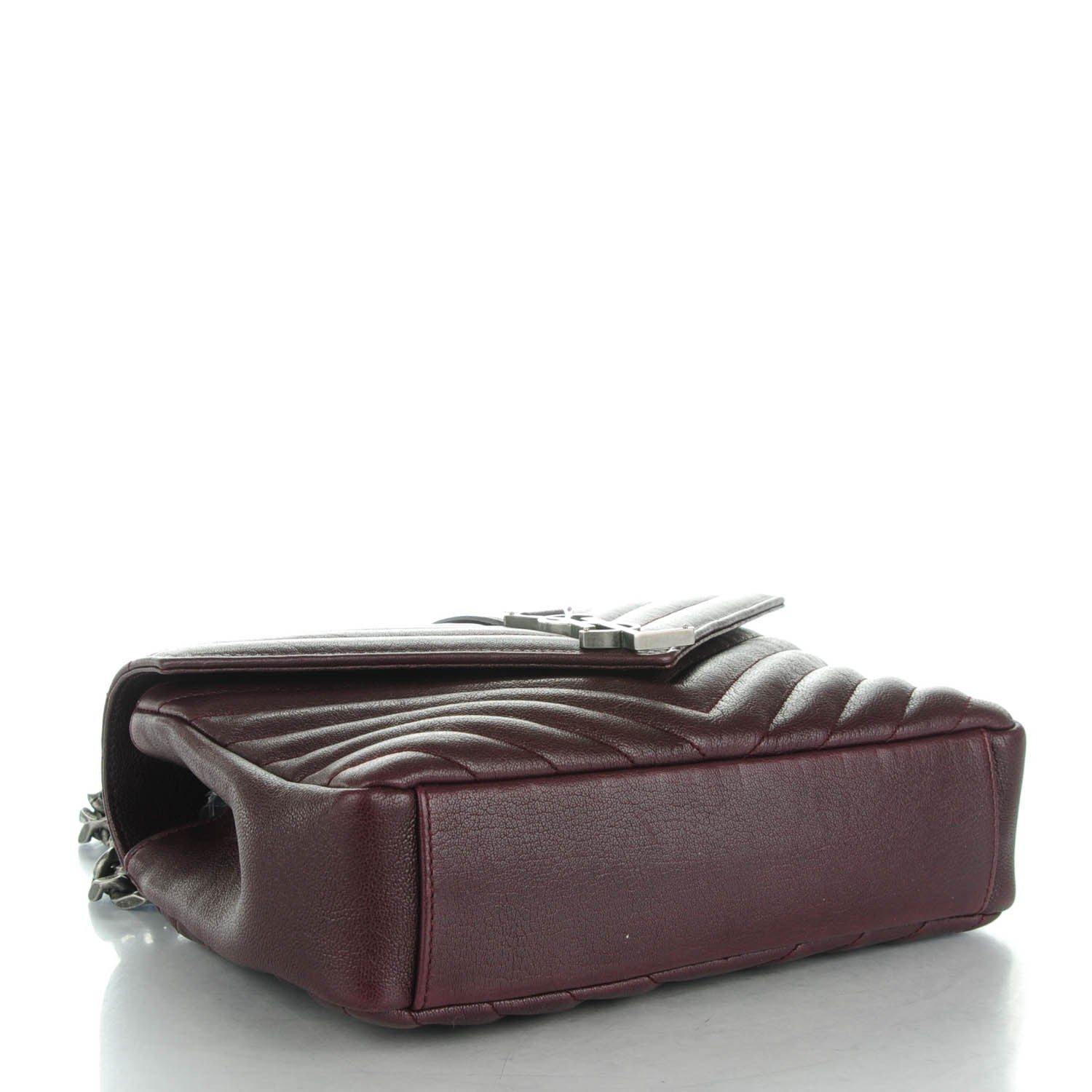 Saint Laurent Sheepskin Matelasse Chevron Monogram Medium College Bag Amaranto 4 of 7