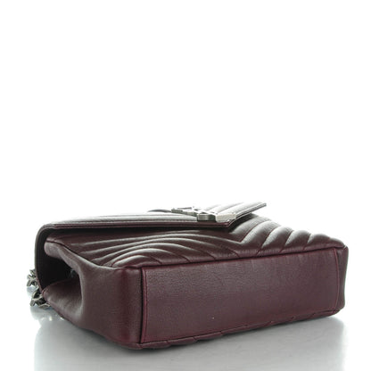 Saint Laurent Sheepskin Matelasse Chevron Monogram Medium College Bag Amaranto 4 of 7