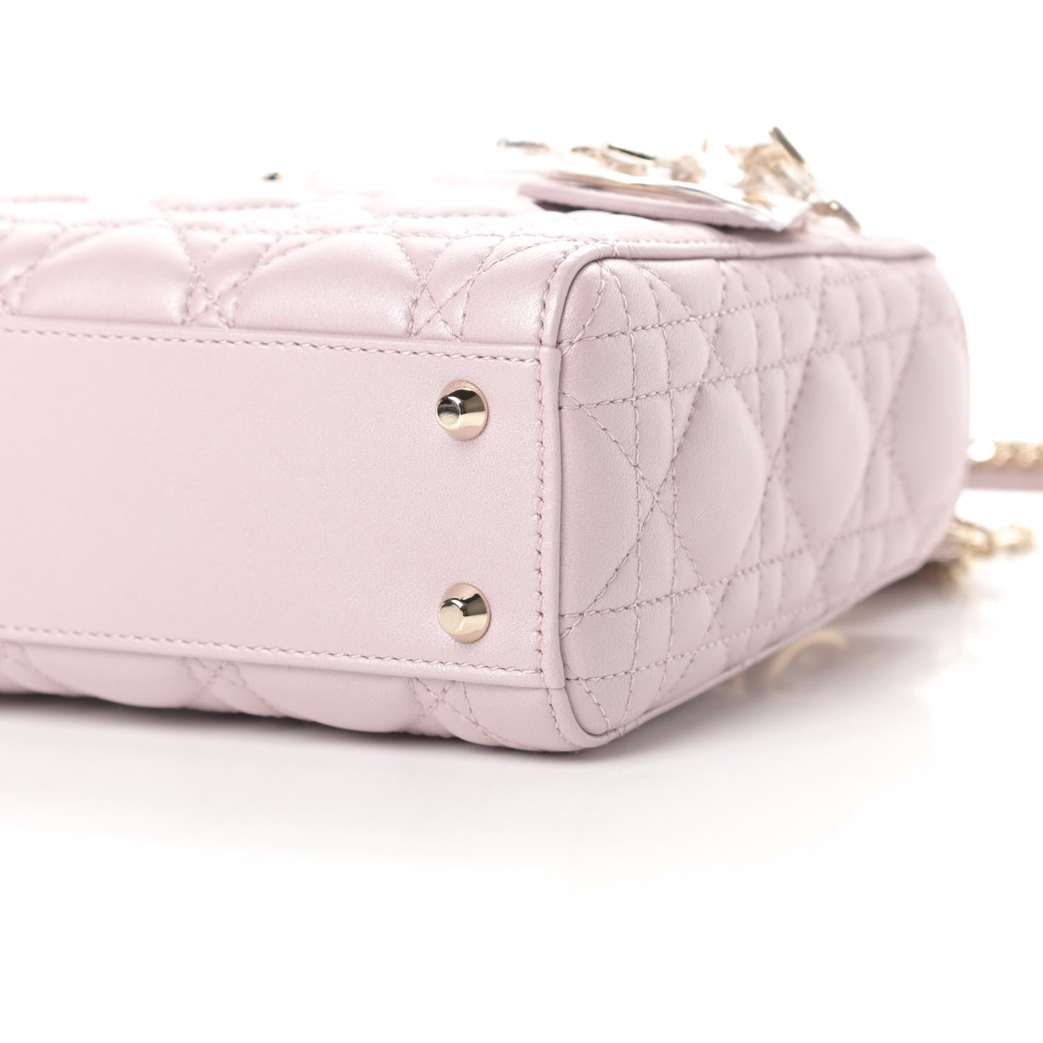 Christian Dior Metallic Lambskin Cannage Mini Lady Dior Lotus 10 of 11