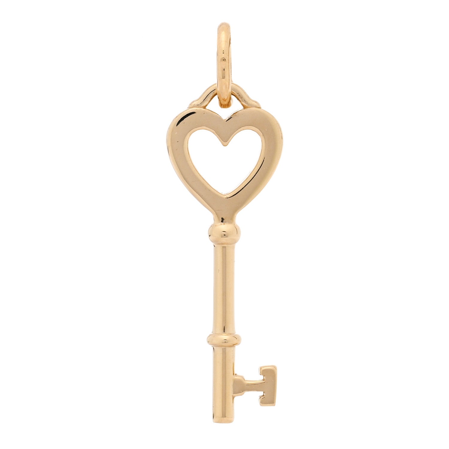 Tiffany 18K Yellow Gold Mini Heart Key Pendant Necklace 1 of 3