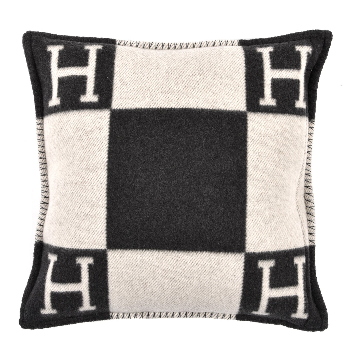 Wool Cashmere Avalon Pillow PM Ecru Gris Fonce