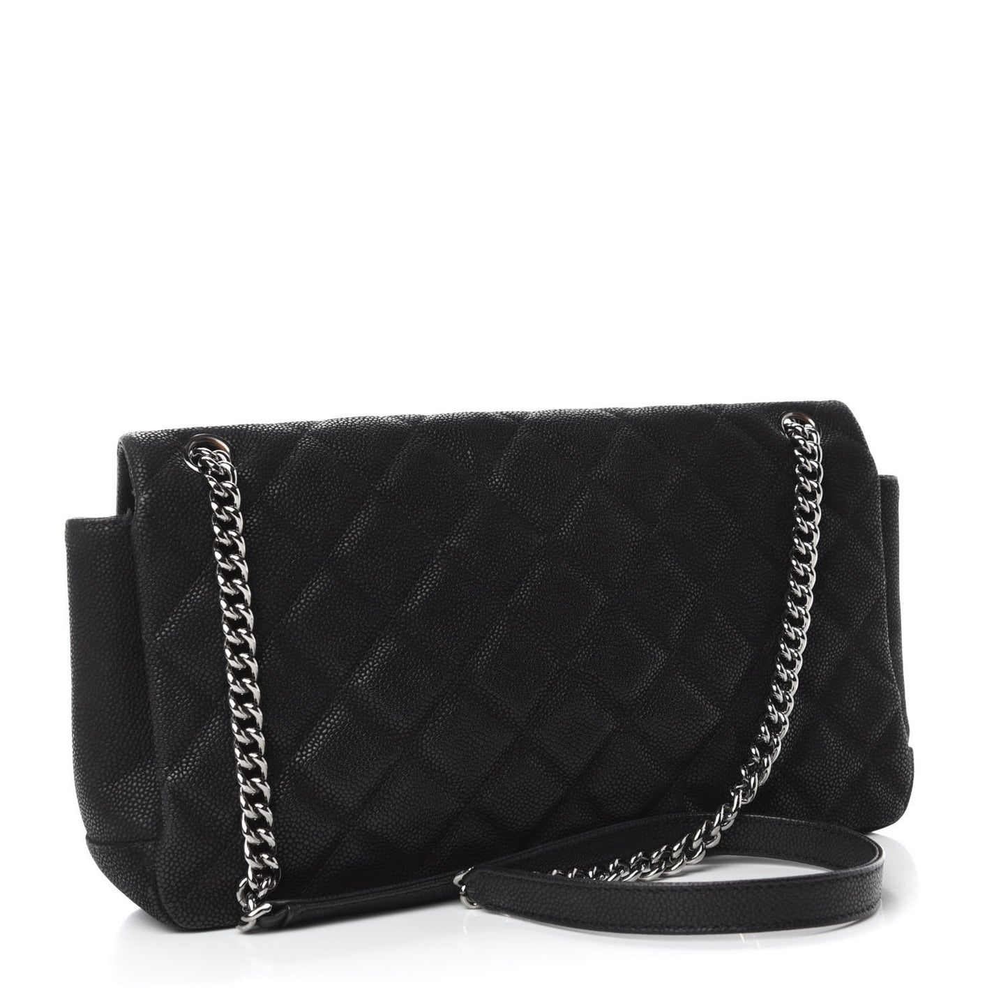 Iridescent Caviar Quilted Medium Lady Pearly Flap Black