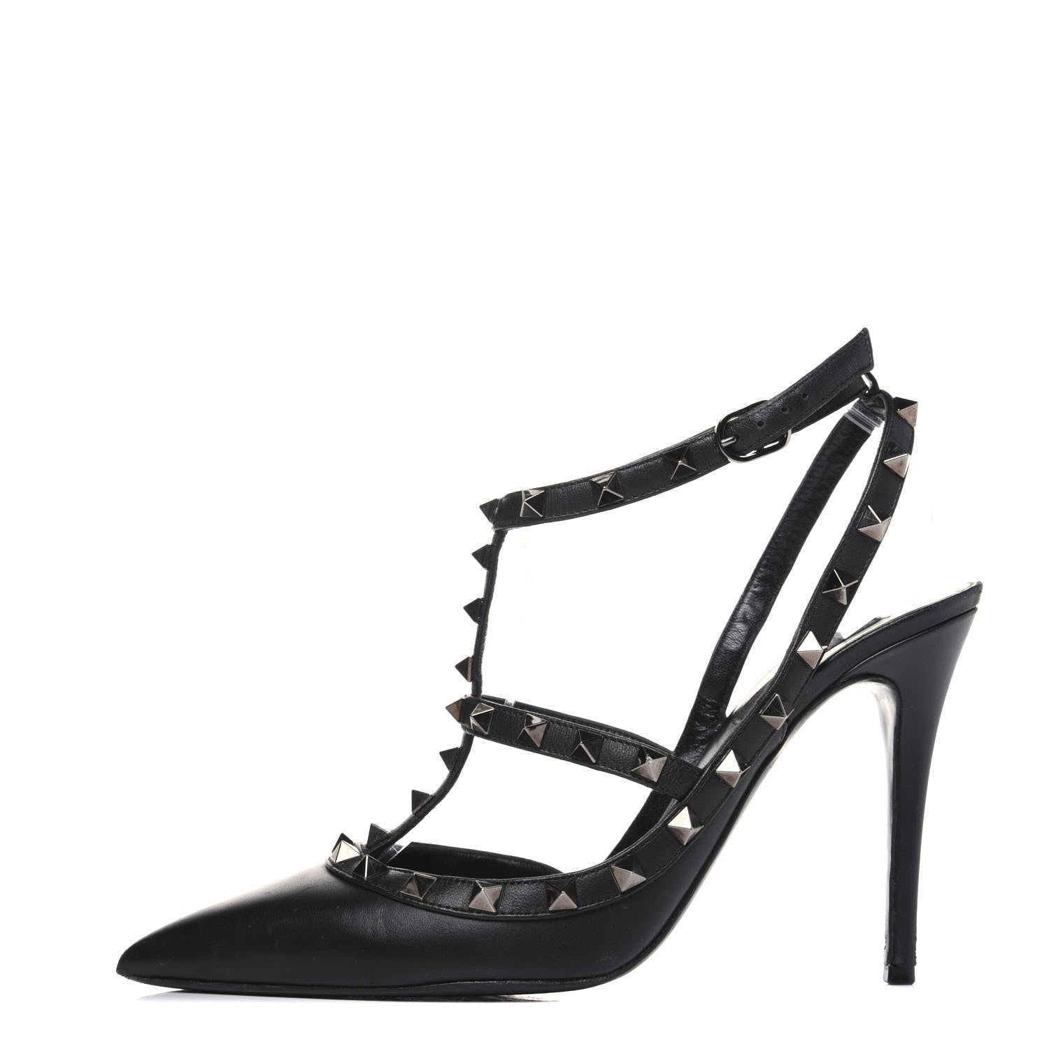 Valentino Garavani Nappa Rockstud Ankle Strap Pumps 40 Black 1 of 11
