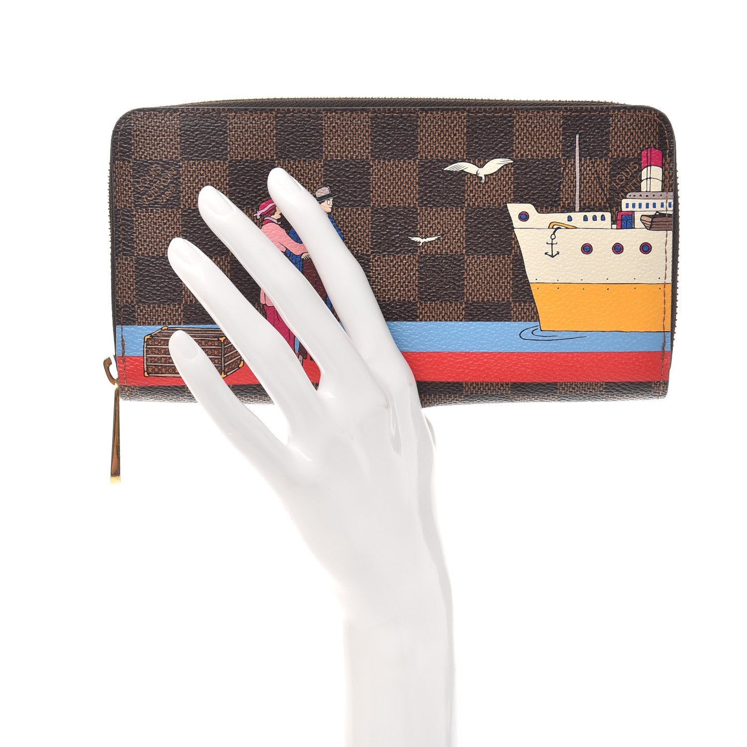 Louis Vuitton Damier Ebene 2016 Christmas Animation Zippy Wallet Rouge 2 of 7