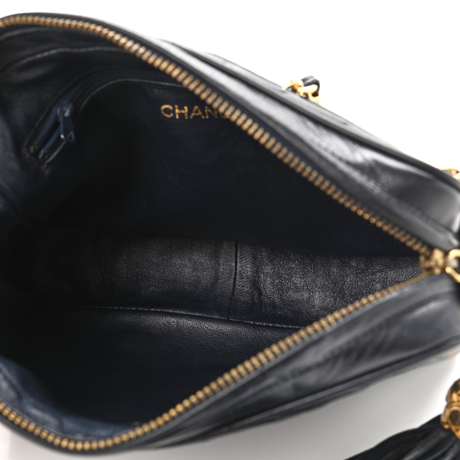 Chanel Lambskin Quilted CC Tassel Camera Case Navy 5 of 15