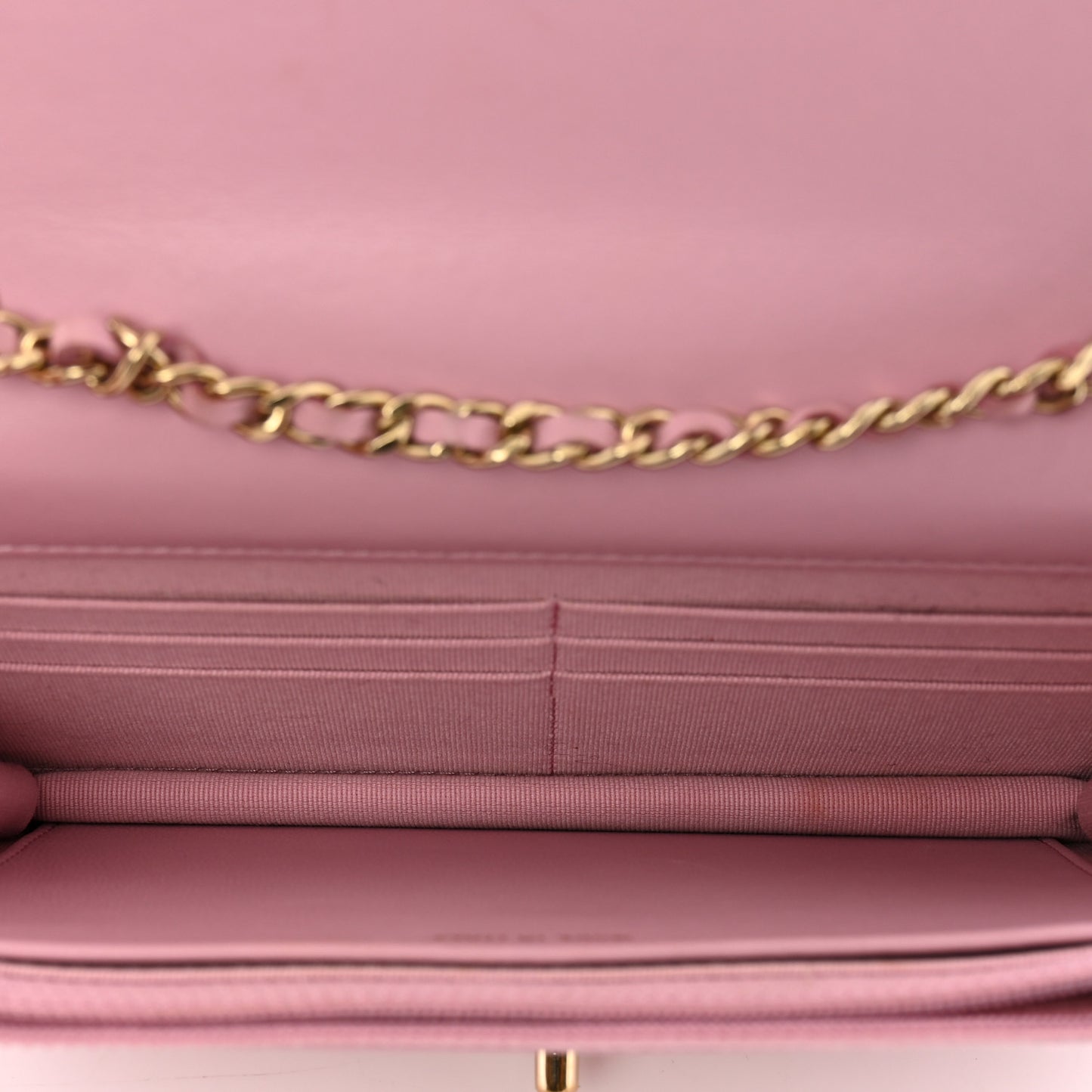 Lambskin Quilted Trendy CC Wallet On Chain WOC Pink
