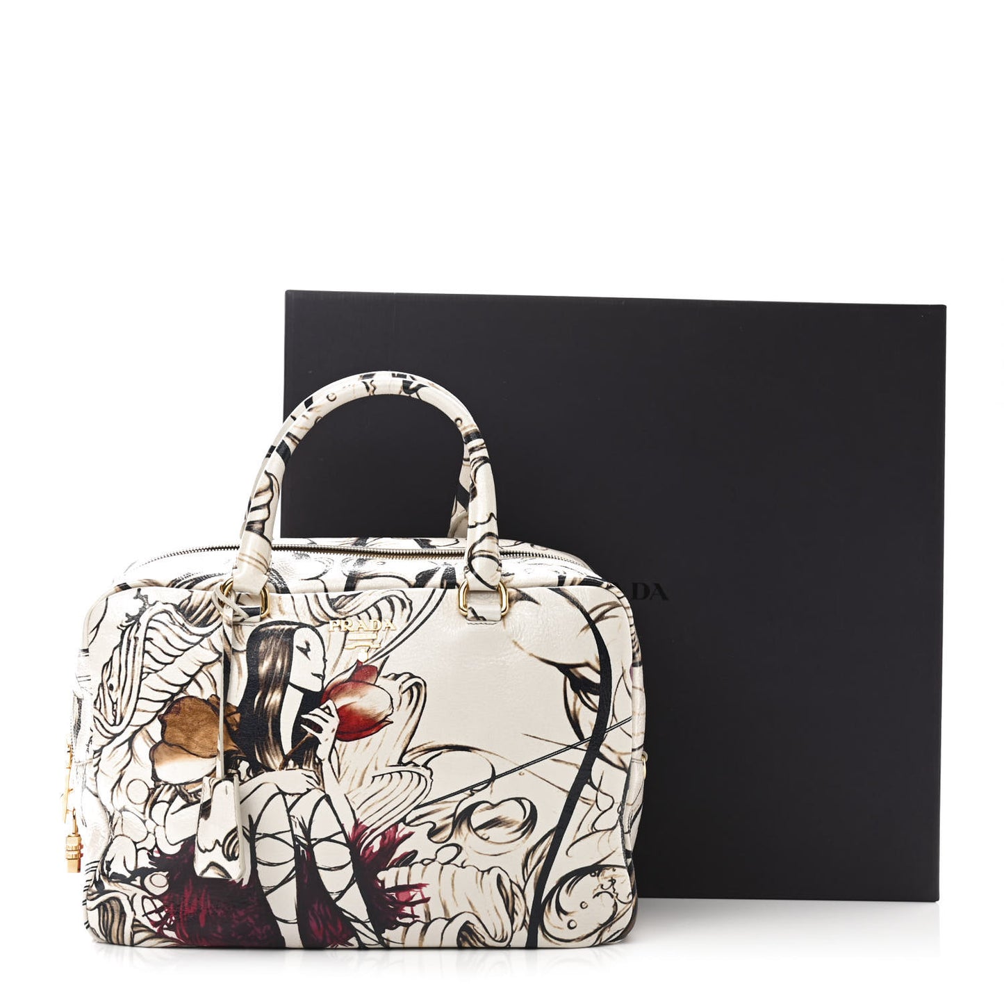 X JAMES JEAN Cervo Lux Fairy Print Large Double Handle Boston Bag Prugna