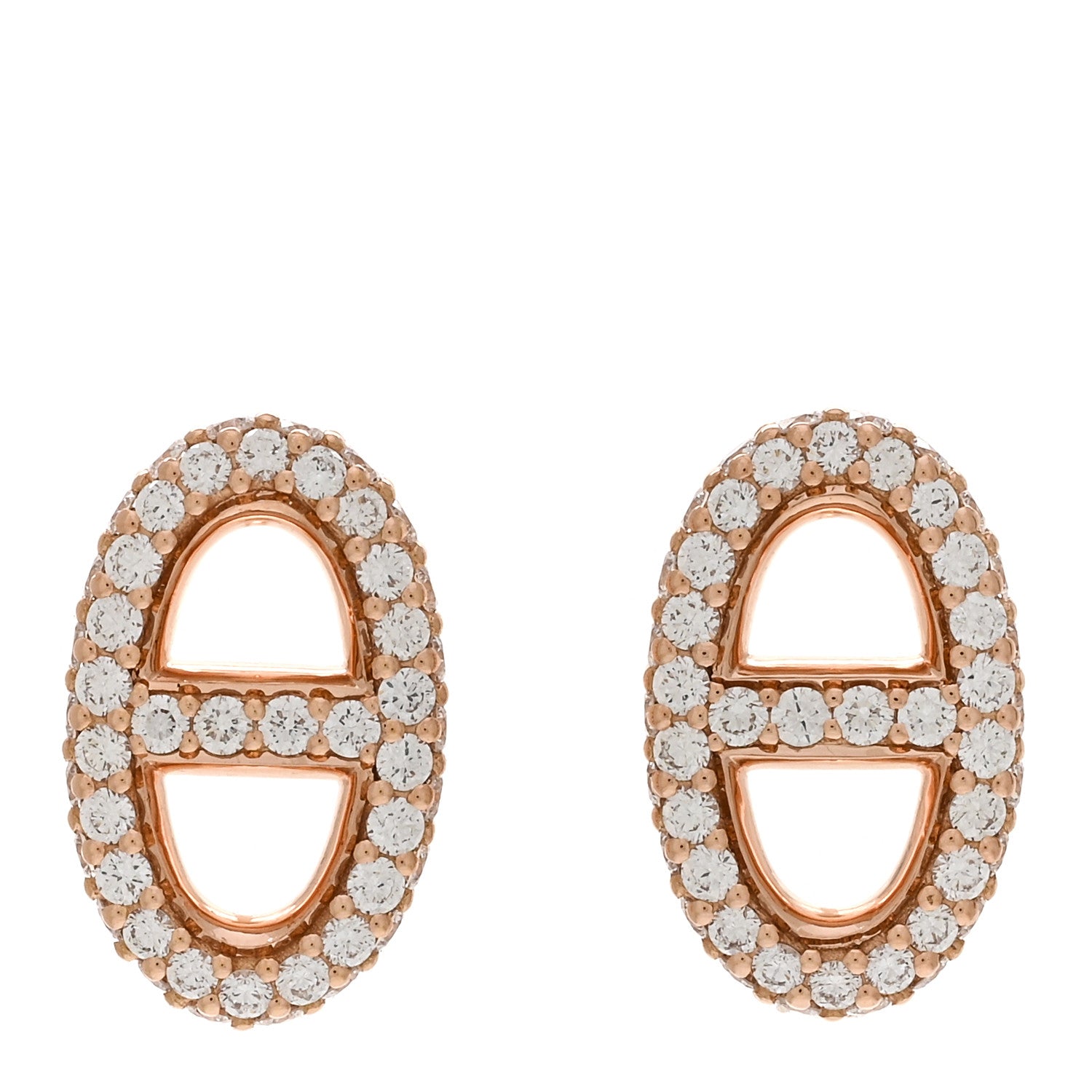 Hermes 18K Rose Gold Diamond New Farandole Earrings 1 of 5