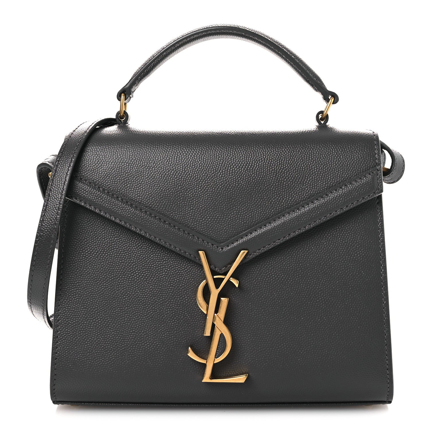 Saint Laurent Grain de Poudre Mini Classic Monogram Cassandra Top Handle Storm 1 of 10