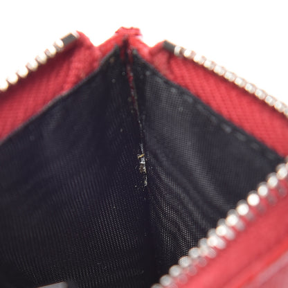 Saint Laurent Grain De Poudre Matelasse Chevron Monogram Zipped Card Case Rouge 8 of 10