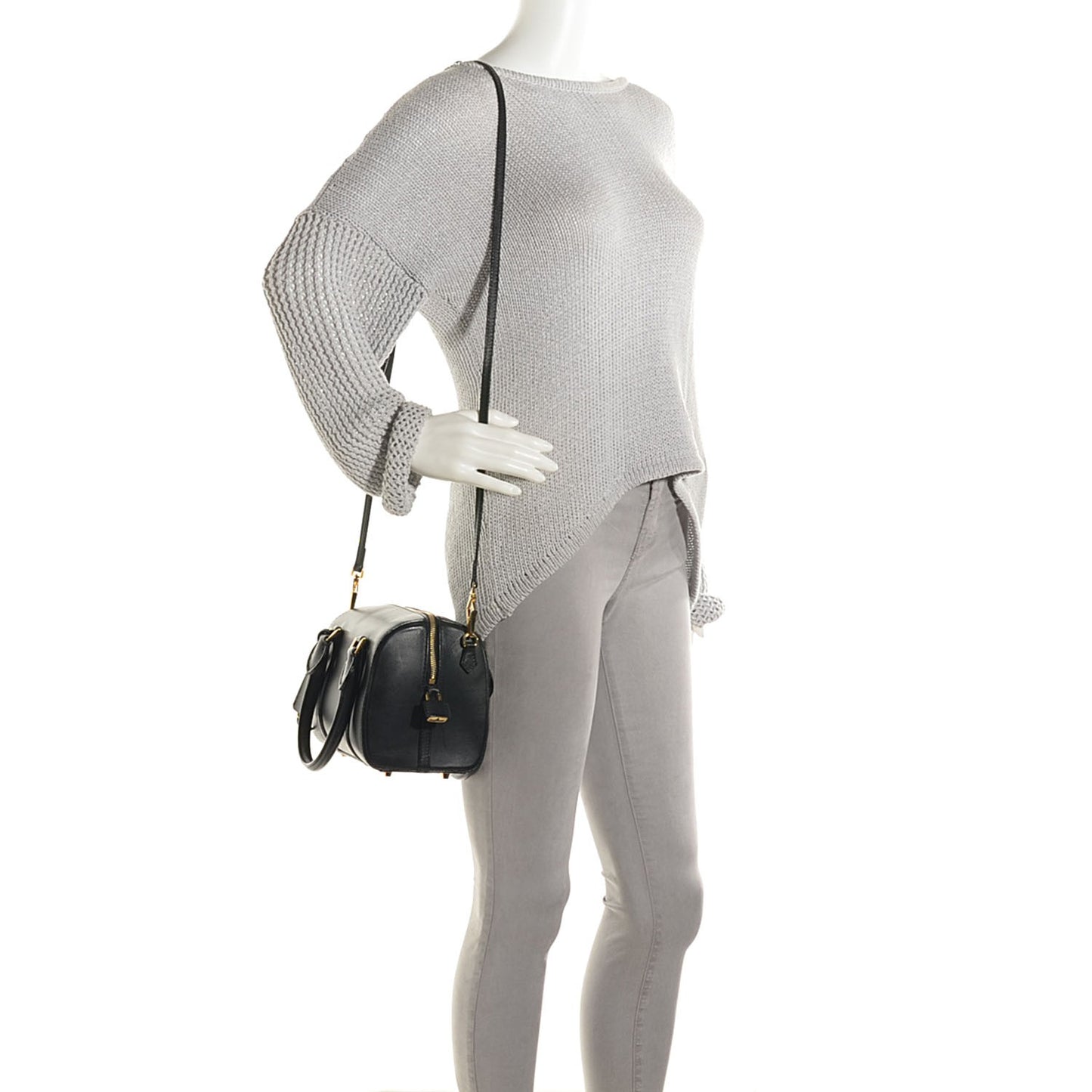 Soft Calfskin Small Alchester Bowling Bag Black