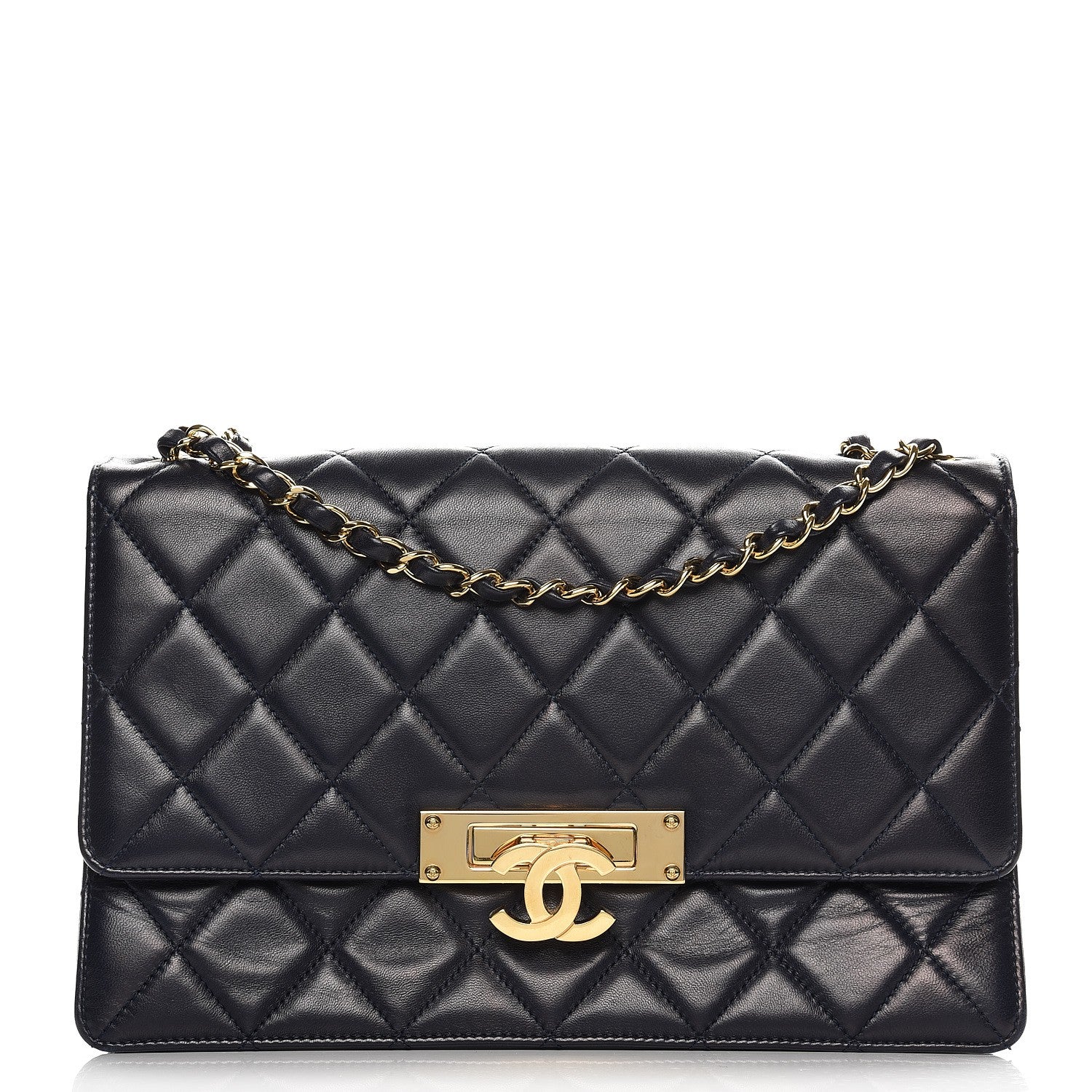 Chanel Lambskin Quilted Large Golden Class Flap Navy 2 of 14