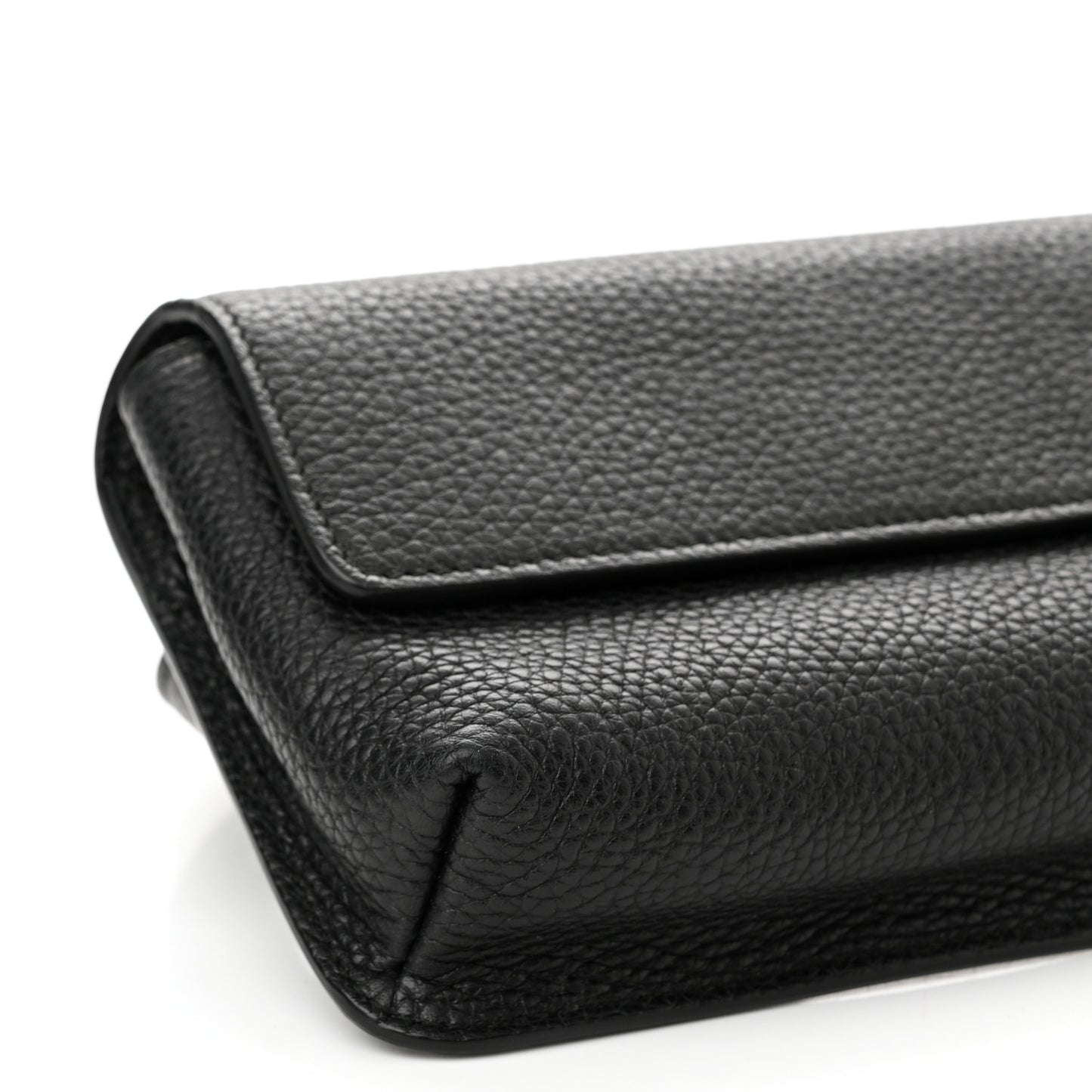 Pebbled Calfskin Soho Flap Belt Bag Black