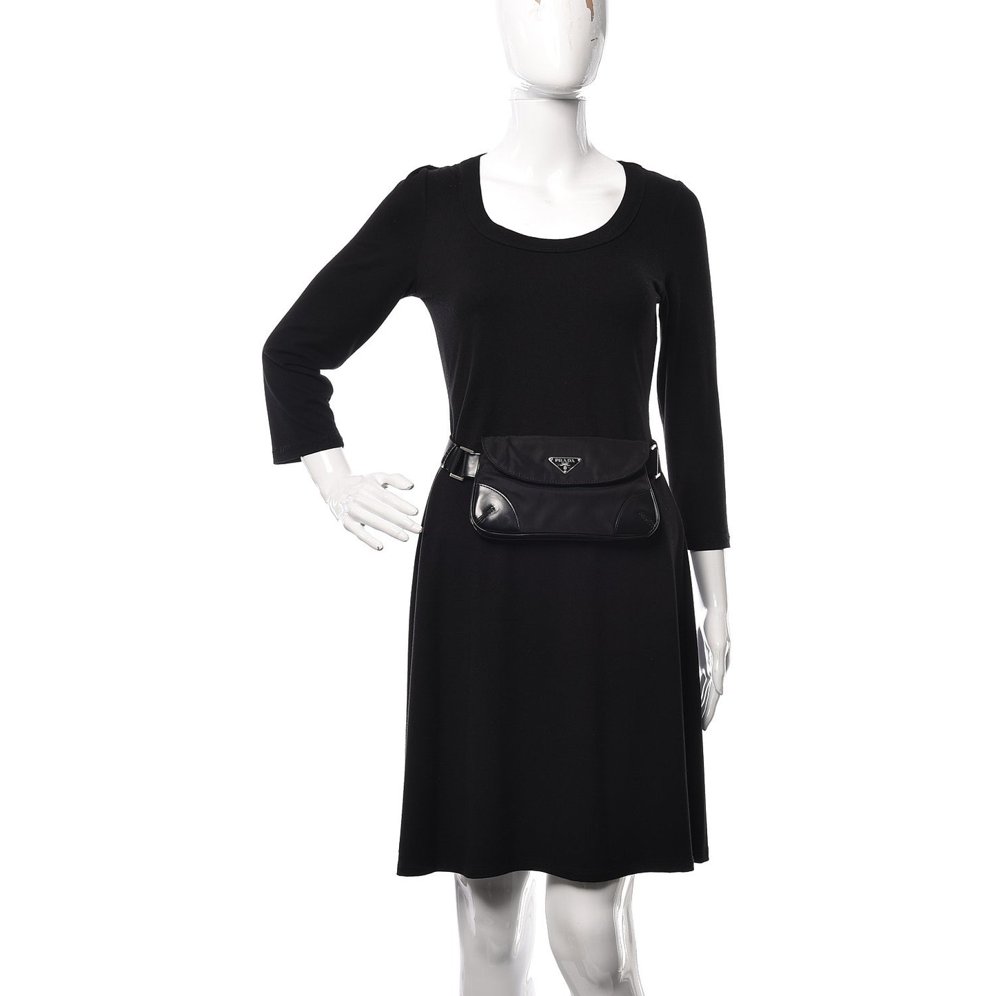 Nylon Metal Triple Pocket Belt Bag Black