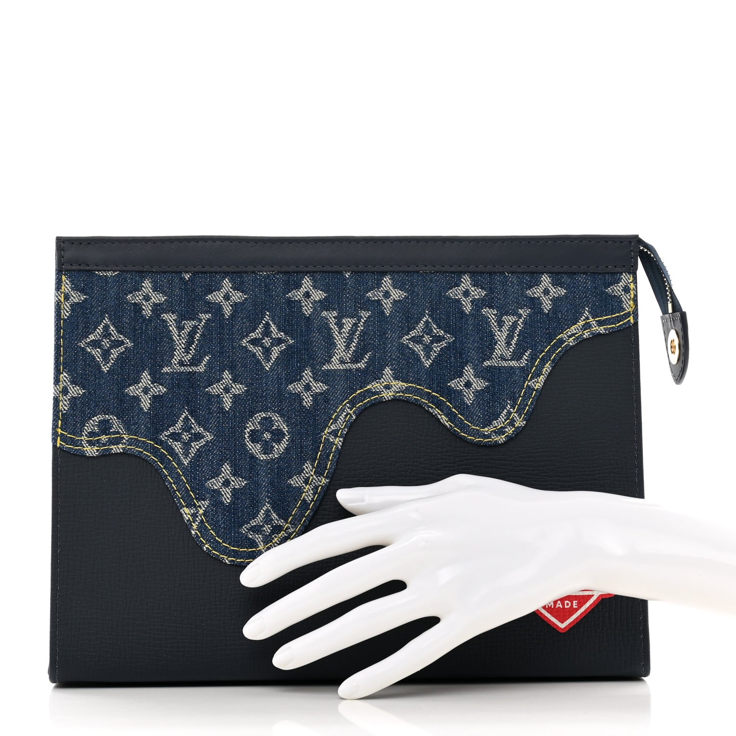 X NIGO Taurillon Monogram Denim Drip Pochette Voyage MM Blue