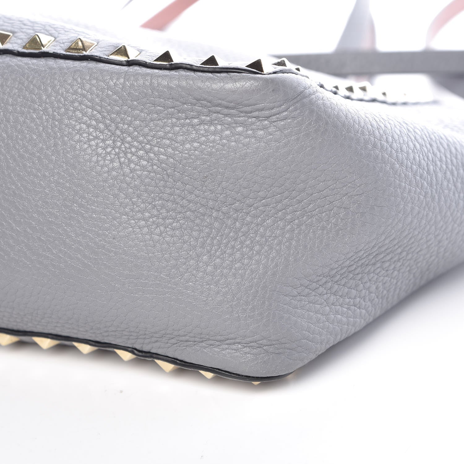 Valentino Garavani Grained Calfskin Small Rockstud Reversible Tote Grey Dark Rose 18 of 19