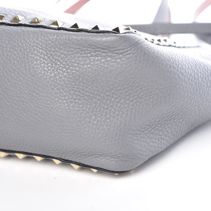 Valentino Garavani Grained Calfskin Small Rockstud Reversible Tote Grey Dark Rose 18 of 20