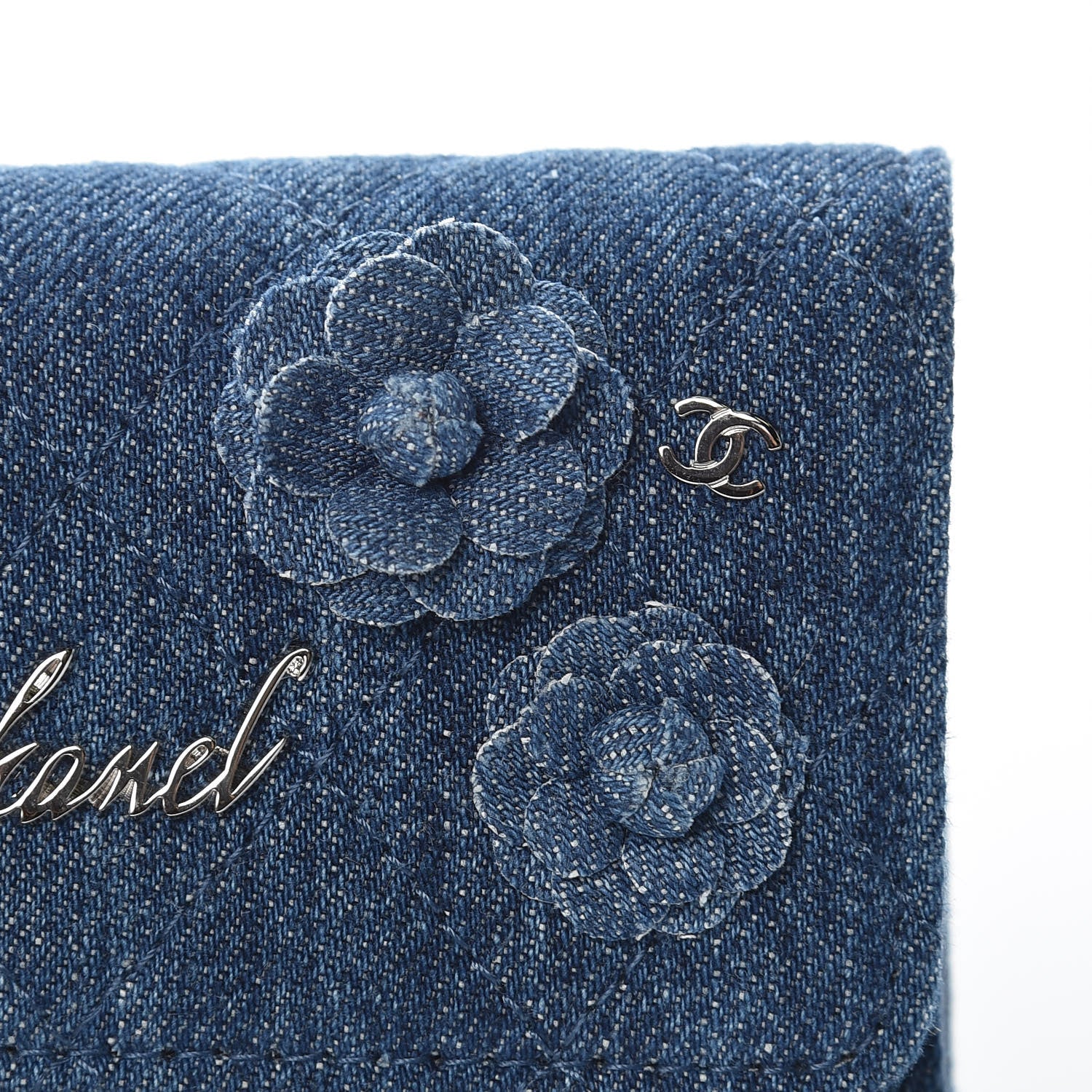 Chanel Denim Quilted Small Camellia Flap Wallet Blue 8 of 11