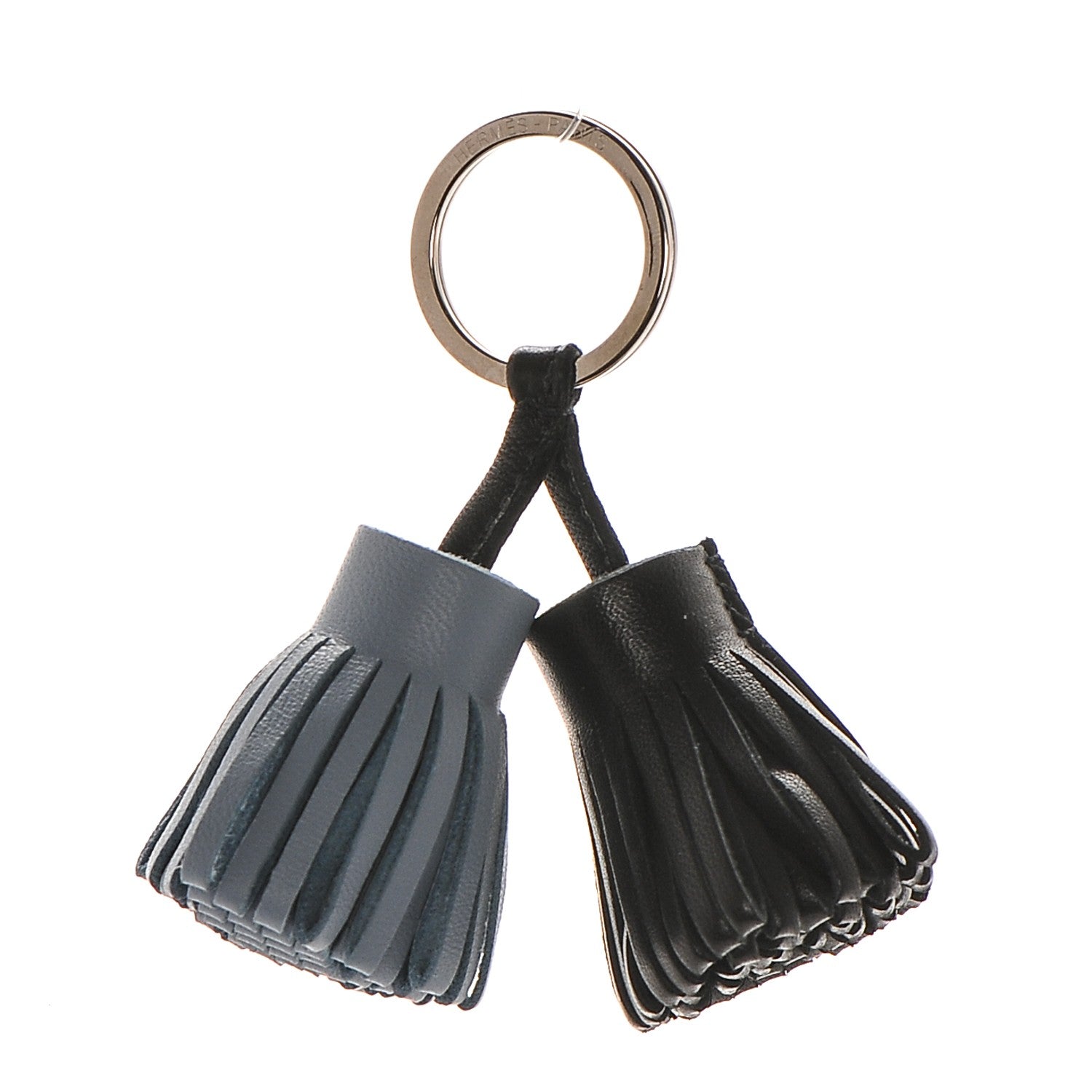 Hermes Lambskin Carmen Uno-Dos Key Holder Black Bleu Lin 1 of 5