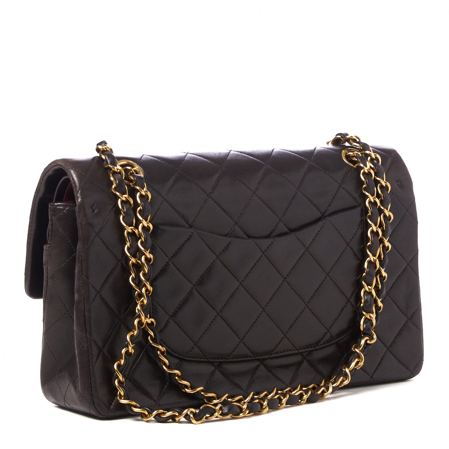 Lambskin Quilted Medium Double Flap Black