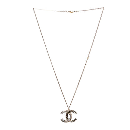 Chanel Baguette Crystal Quilted CC Pendant Necklace Gold 2 of 4