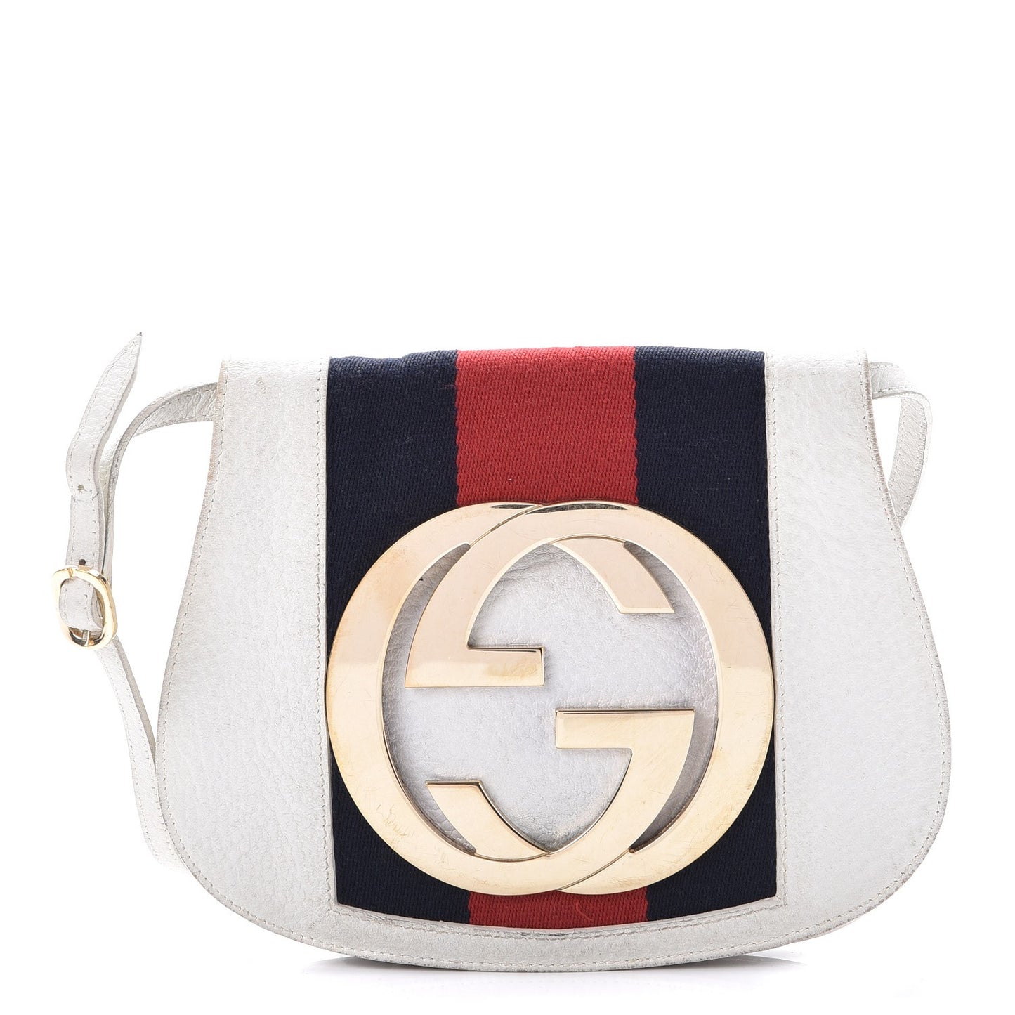Calfskin Web Small Blondie Shoulder Bag White