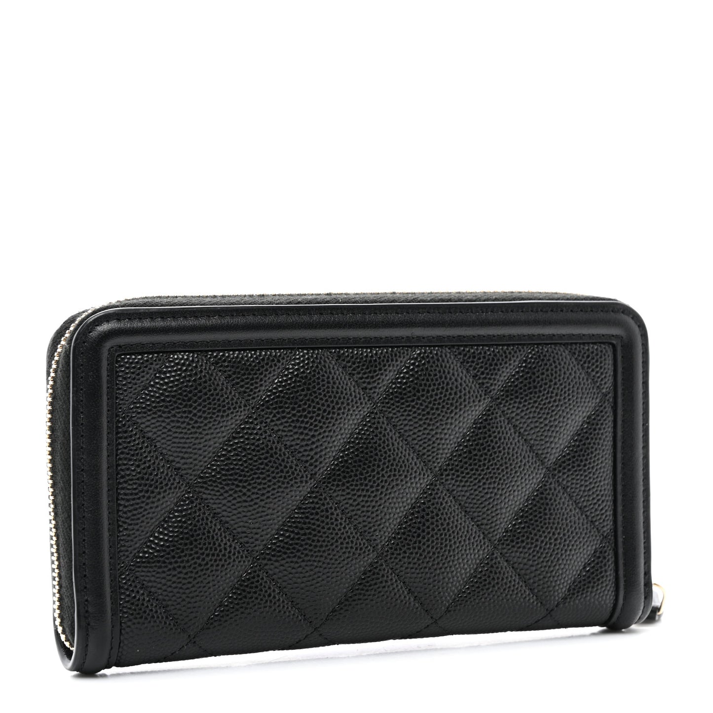 Caviar Quilted Medium Filigree Zip Around Wallet Black