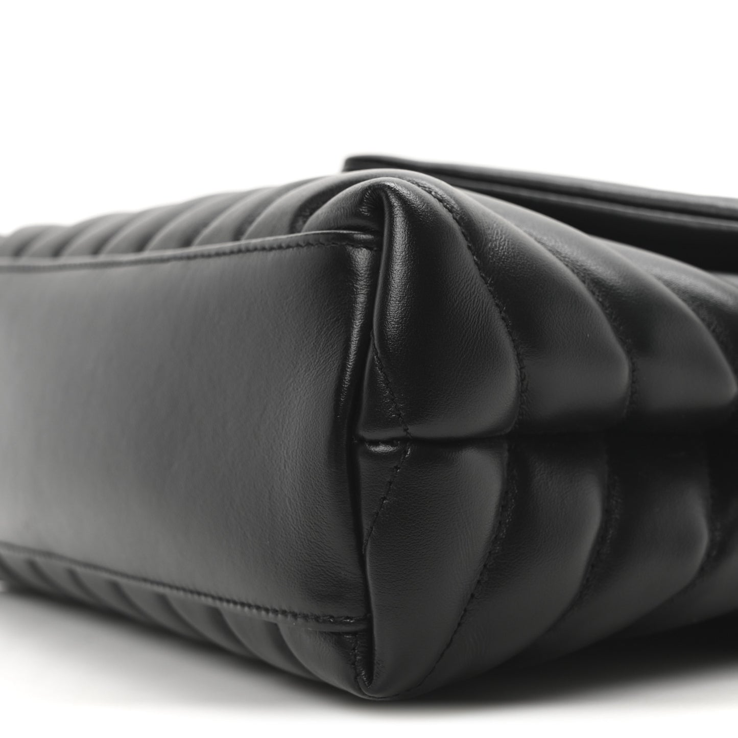 Calfskin Y Quilted Monogram Monochrome Small Loulou Chain Satchel Black