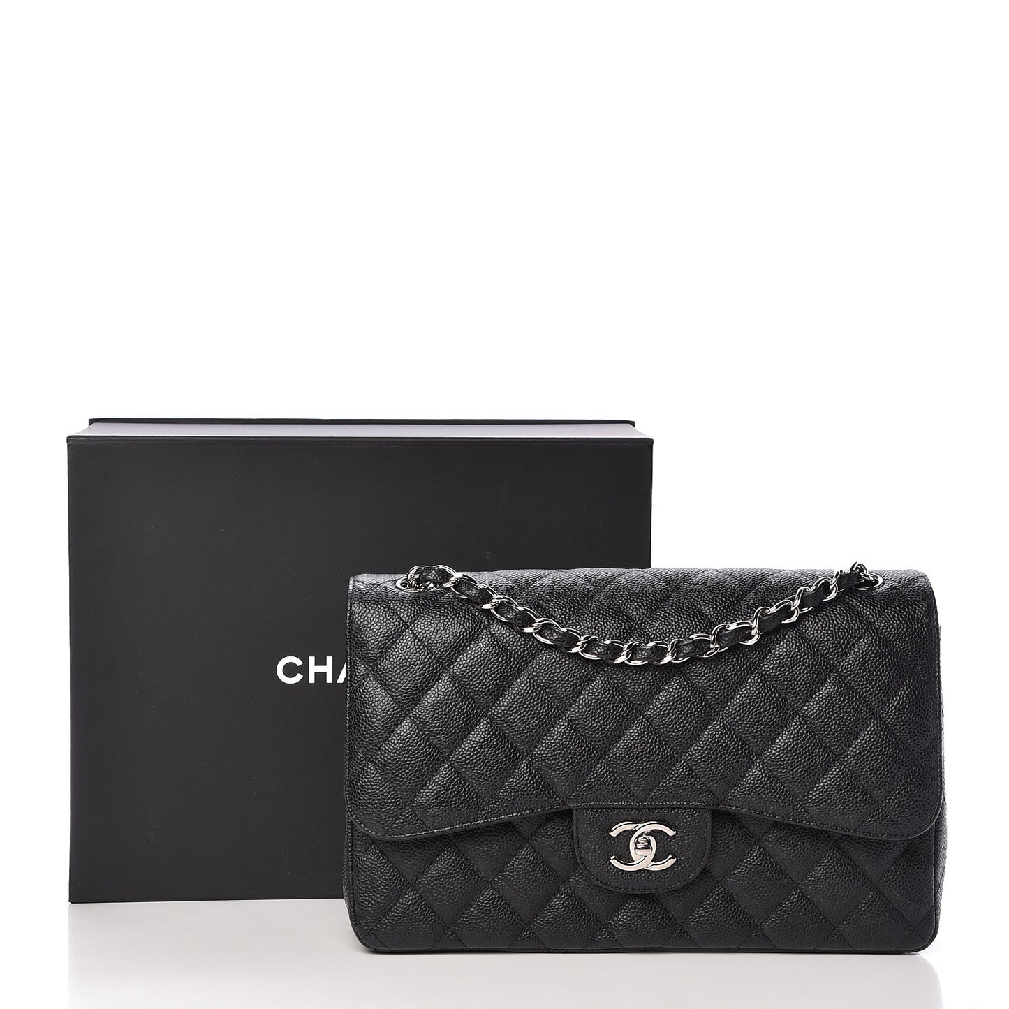 Caviar Quilted Jumbo Double Flap Black