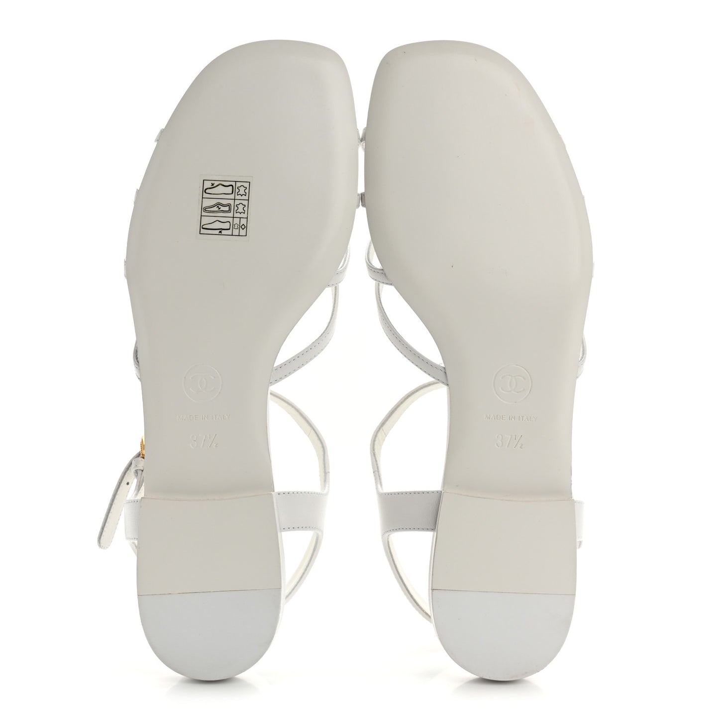 Lambskin Crystal CC Sandals 37.5 White