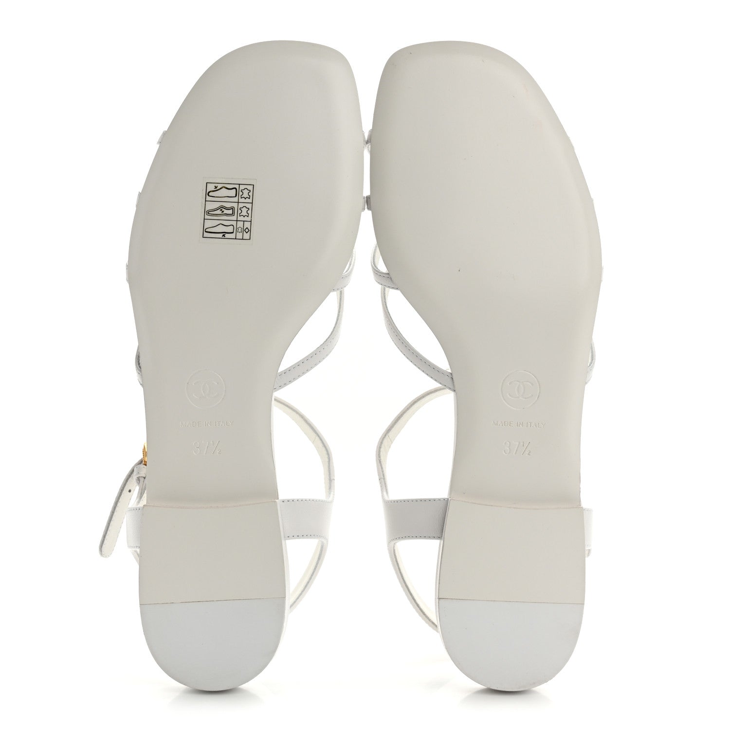 Chanel Lambskin Crystal CC Sandals 37.5 White 6 of 10