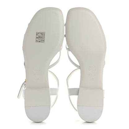 Chanel Lambskin Crystal CC Sandals 37.5 White 6 of 10
