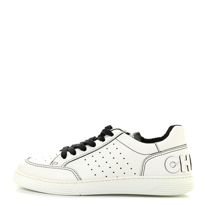 Chanel Calfskin Womens Logo Sneakers 39.5 White Black 1 of 8