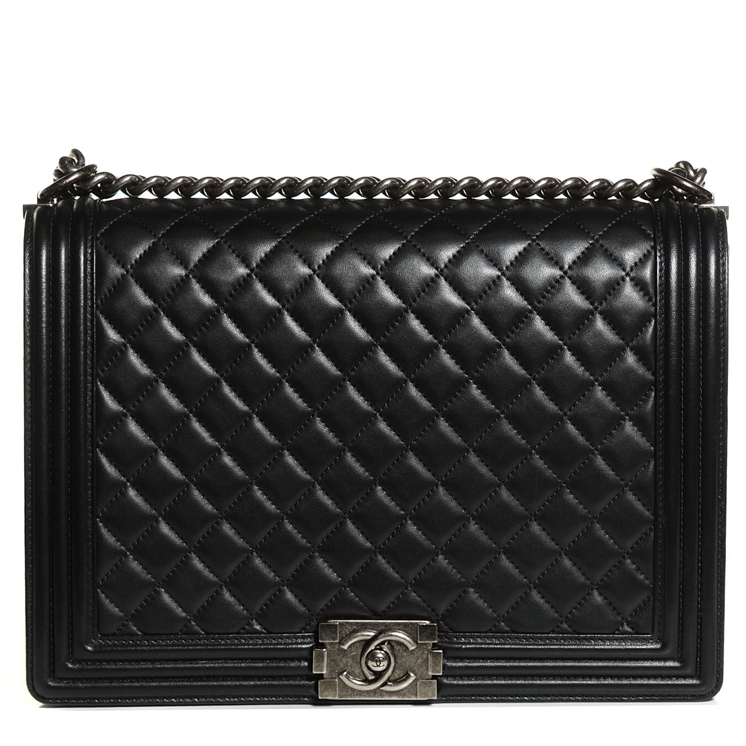 Chanel Lambskin Quilted Large Boy Flap Black 1 of 8