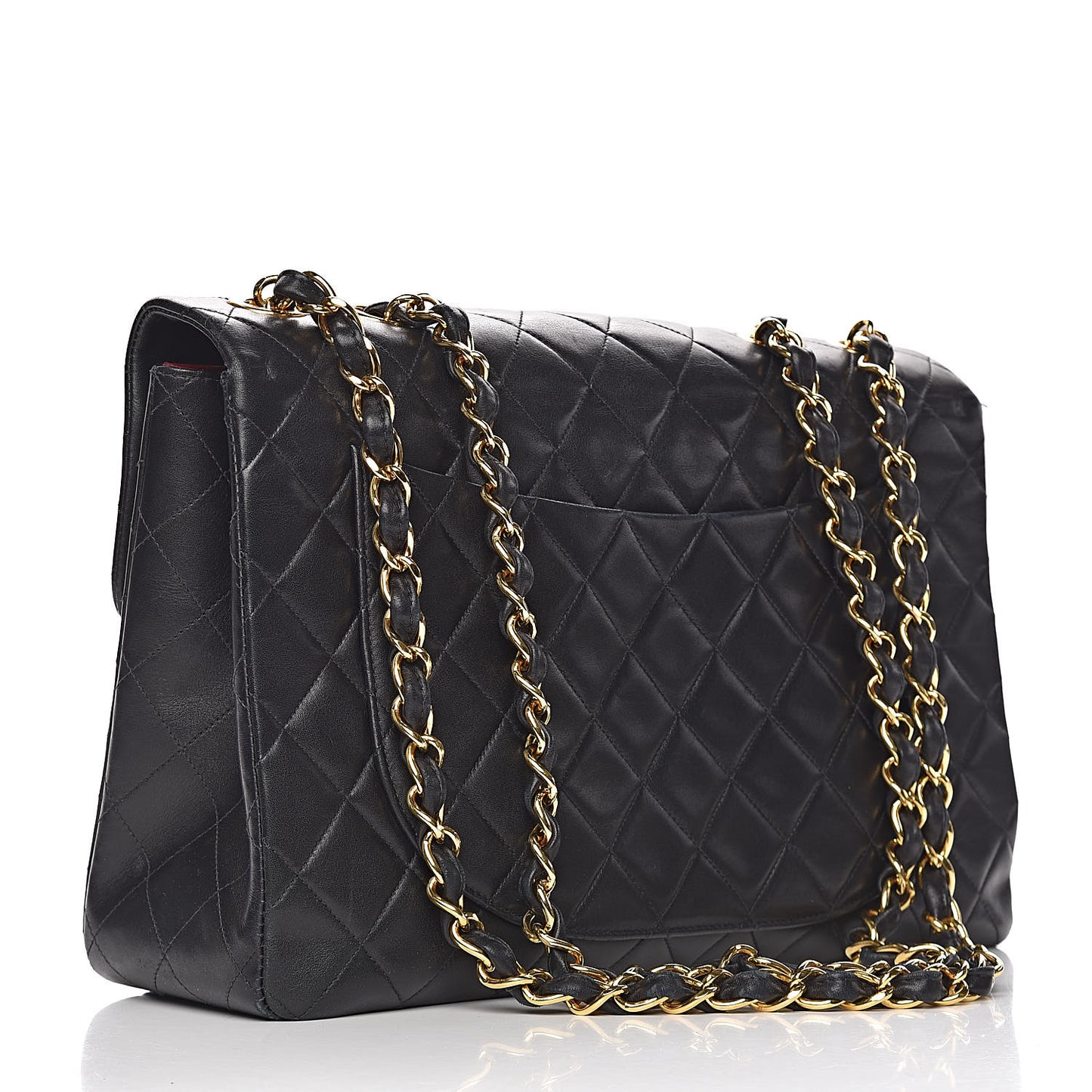 Lambskin Quilted XL Jumbo Single Flap Black