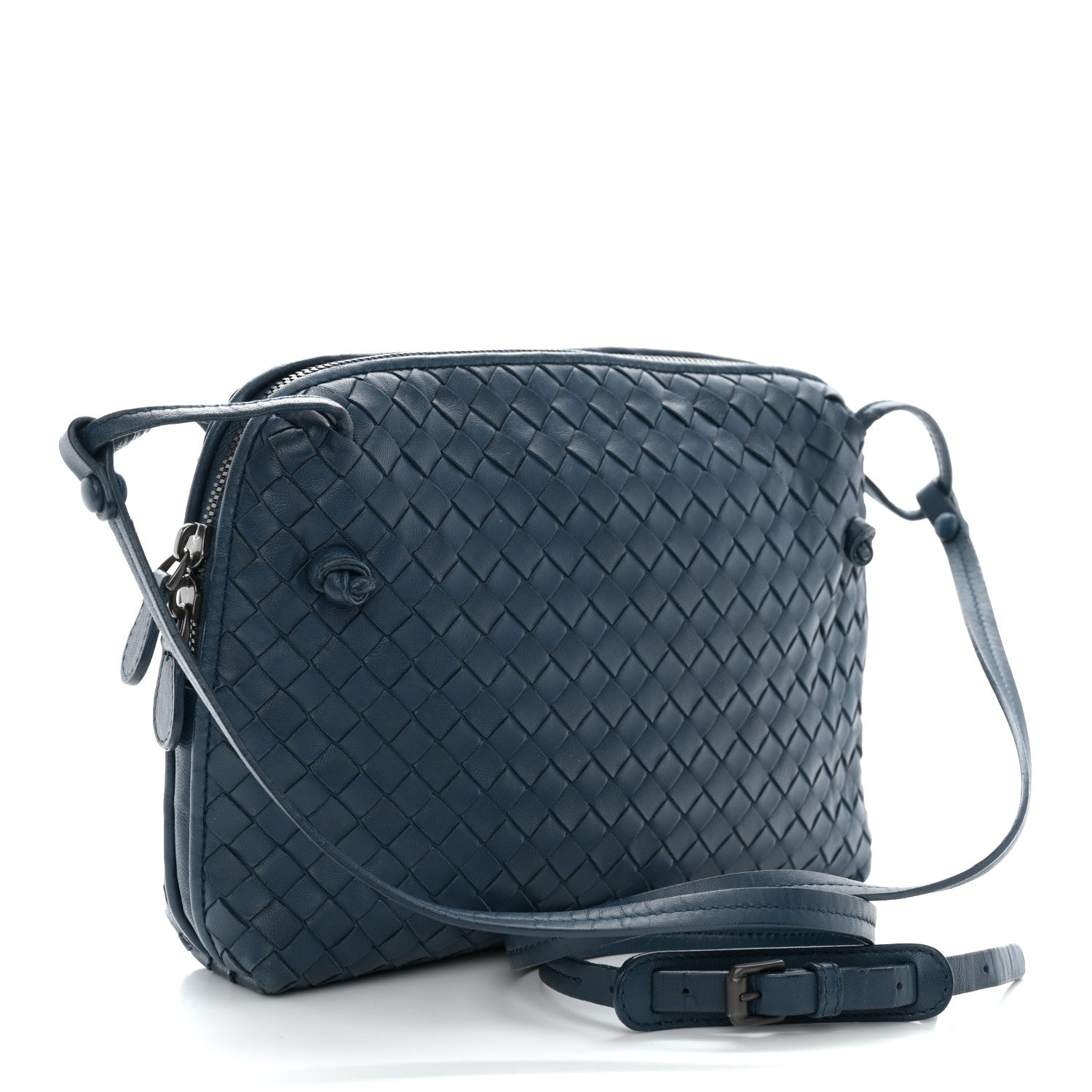 Bottega Veneta Nappa Intrecciato Nodini Crossbody Messenger Blue 4 of 12