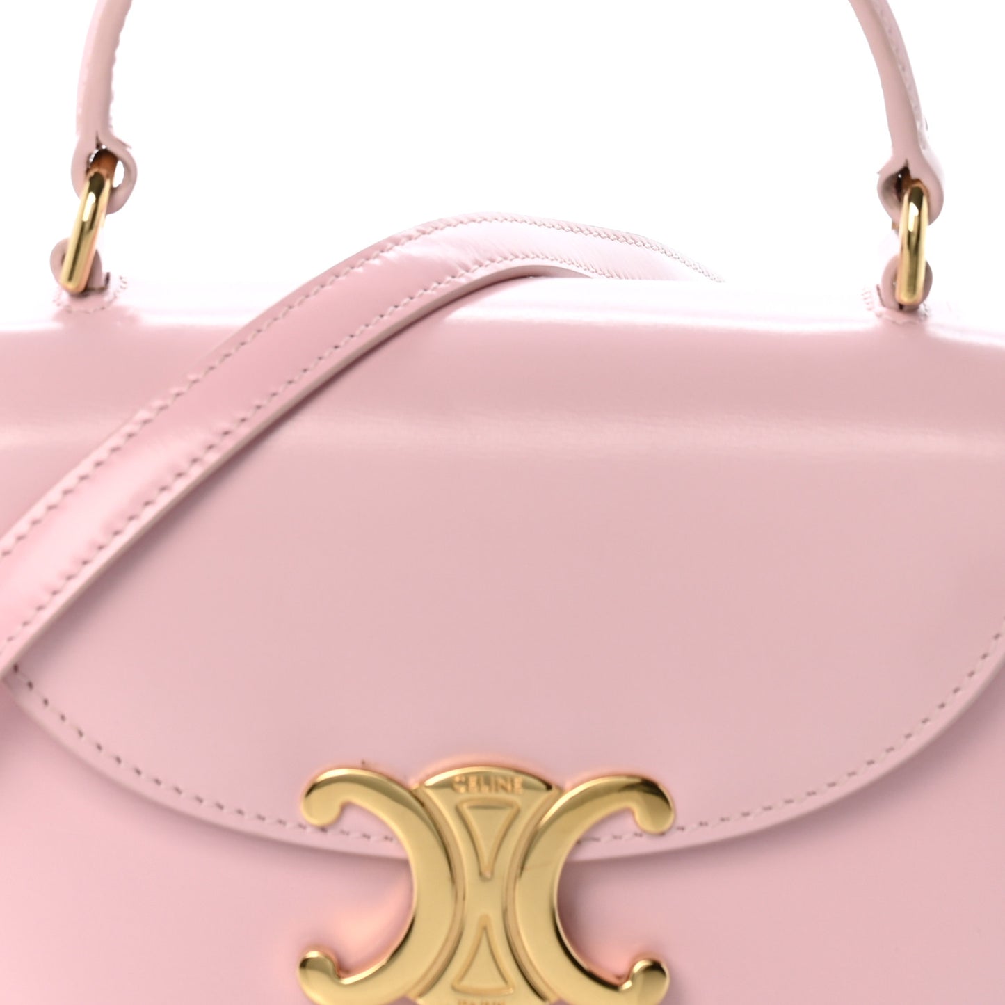Shiny Calfskin Triomphe Mini Besace Clea Pastel Pink