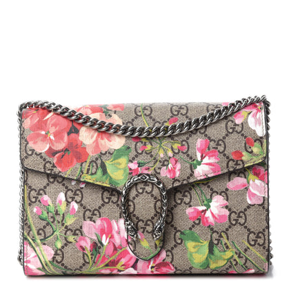 Gucci GG Supreme Monogram Blooms Mini Dionysus Chain Wallet Beige Multicolor Dry Rose 1 of 11
