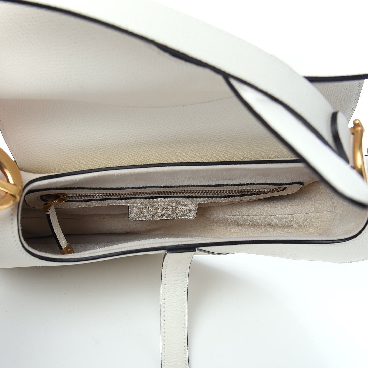 Grained Calfskin Saddle Bag White