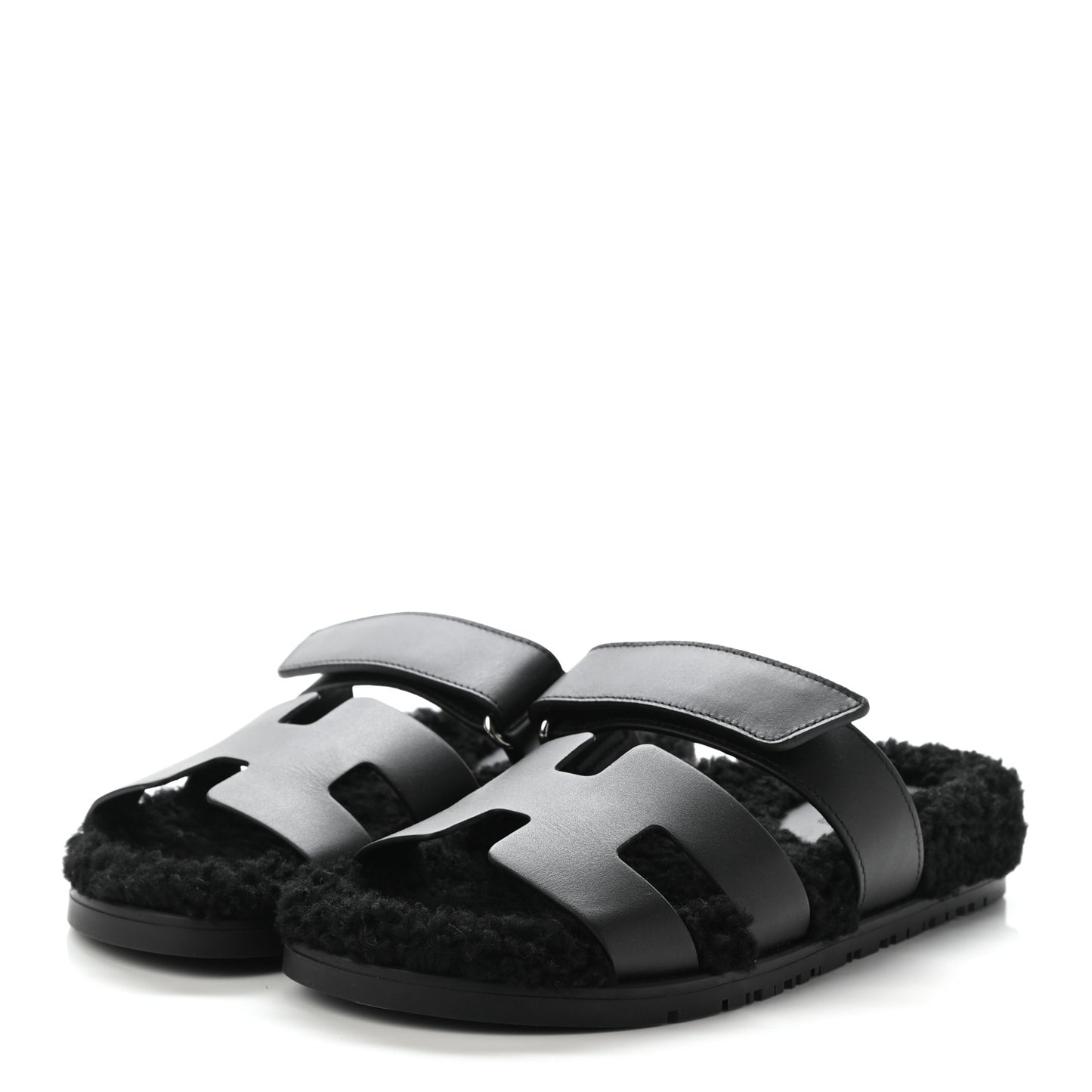 Calfskin Woolskin Womens Chypre Sandals 37 Black