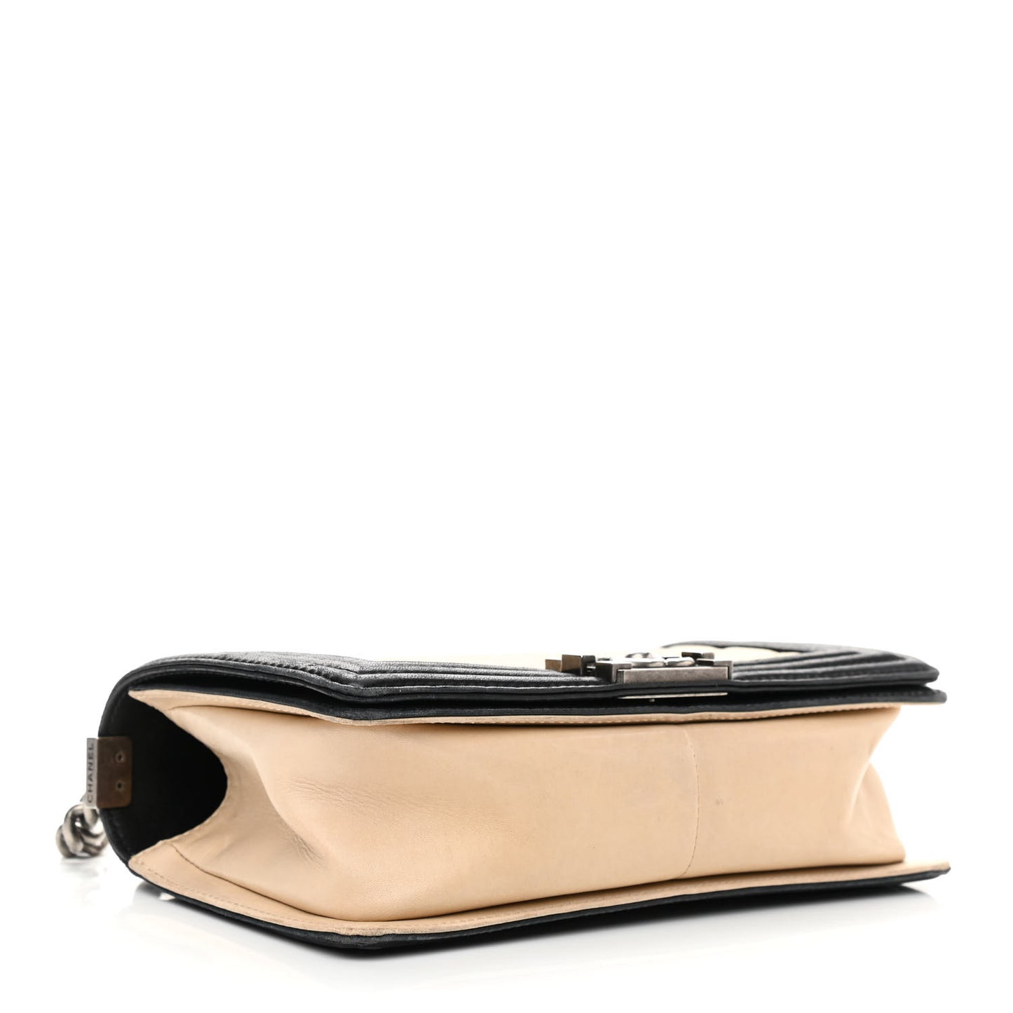 Lambskin Quilted Medium Boy Flap Black Beige