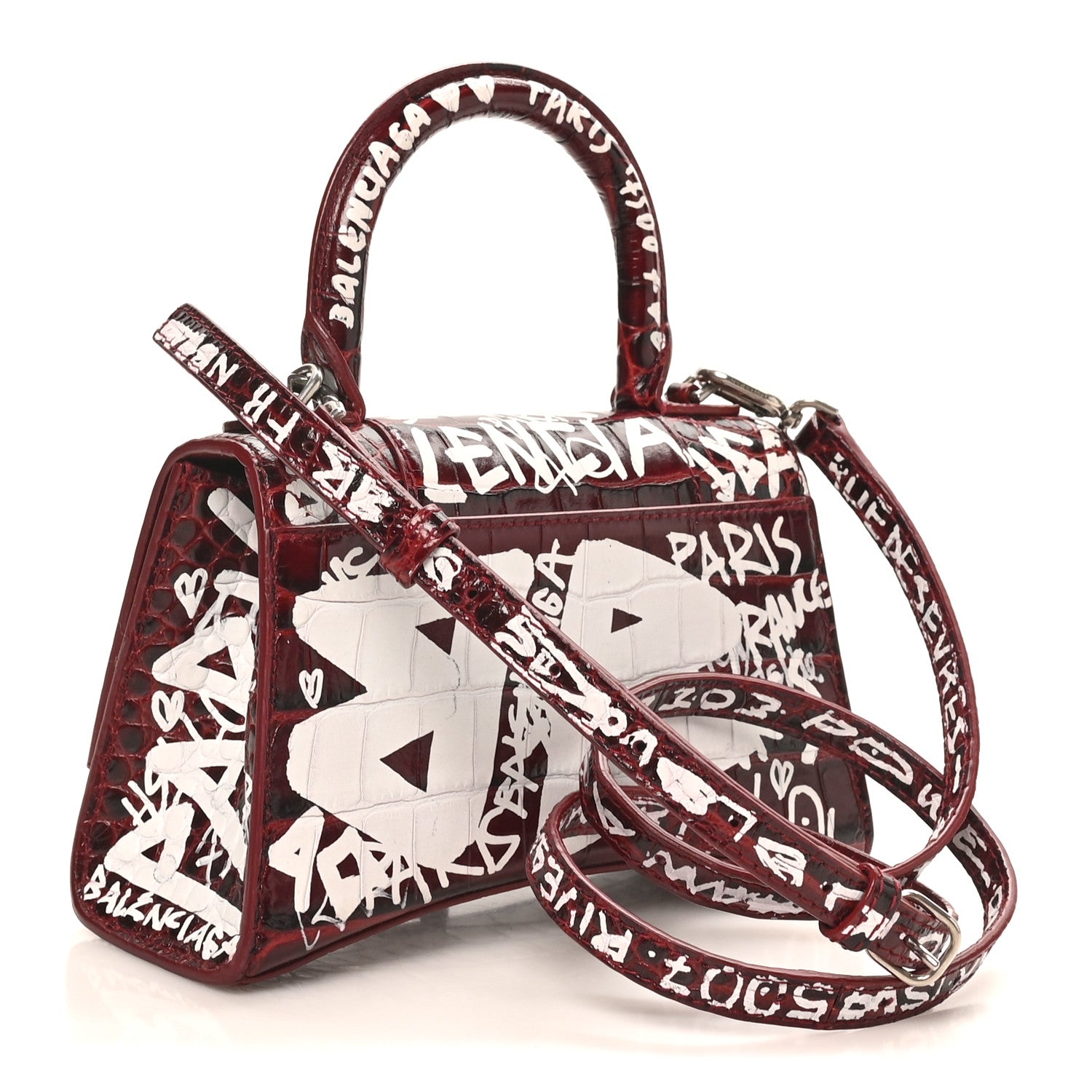 Balenciaga Crocodile Embossed Calfskin Graffiti Hourglass Top