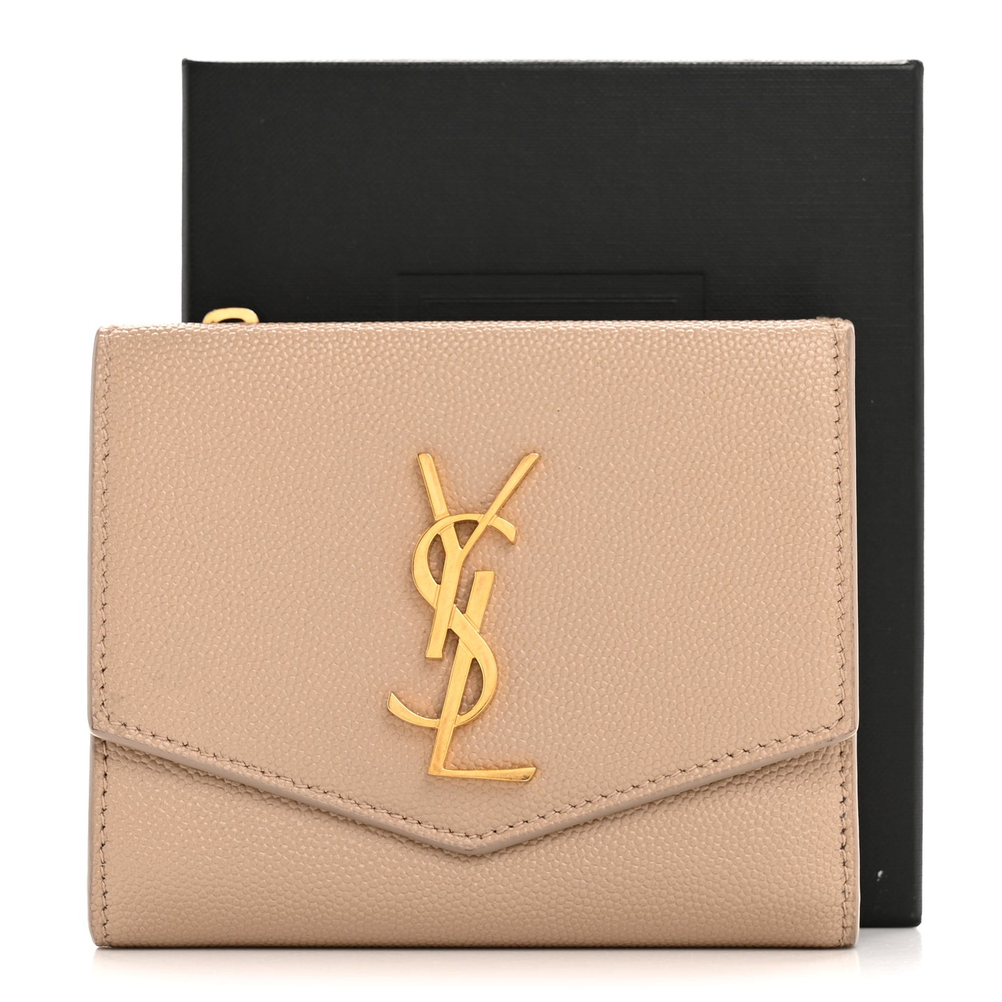 Grain De Poudre Monogram Uptown Compact Wallet Dark Beige