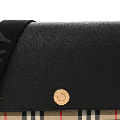 Burberry Grainy Calfskin Vintage Check Note Crossbody Bag Black 7 of 10